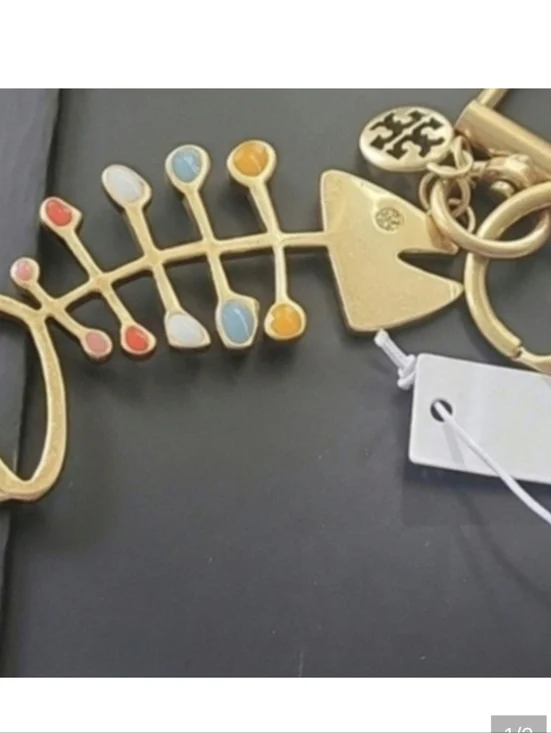 Tory Burch Gold Fishbone Keychain - Picture 1 of 3